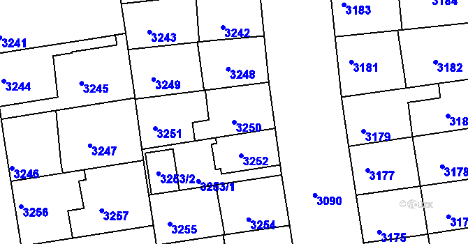 Parcela st. 3250 v KÚ Žižkov, Katastrální mapa