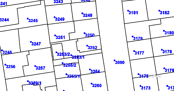Parcela st. 3252 v KÚ Žižkov, Katastrální mapa