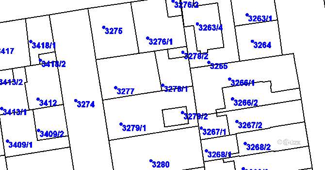 Parcela st. 3278/1 v KÚ Žižkov, Katastrální mapa