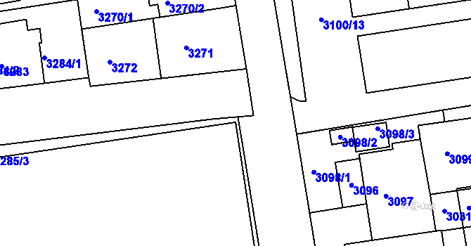 Parcela st. 3285/7 v KÚ Žižkov, Katastrální mapa