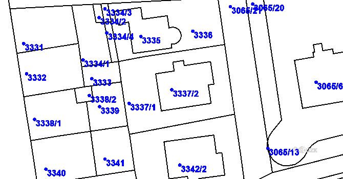 Parcela st. 3337/2 v KÚ Žižkov, Katastrální mapa