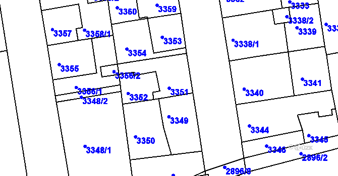 Parcela st. 3351 v KÚ Žižkov, Katastrální mapa
