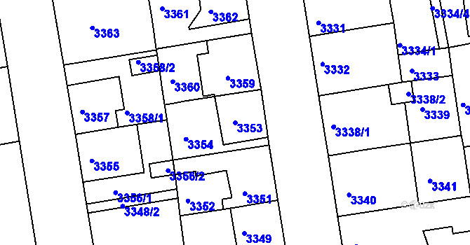 Parcela st. 3353 v KÚ Žižkov, Katastrální mapa