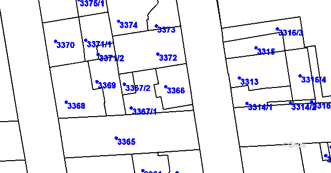 Parcela st. 3366 v KÚ Žižkov, Katastrální mapa