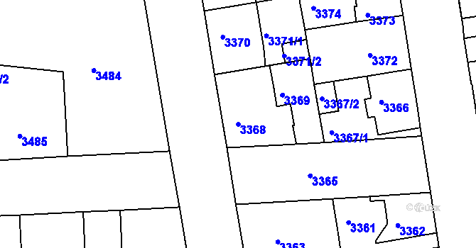 Parcela st. 3368 v KÚ Žižkov, Katastrální mapa