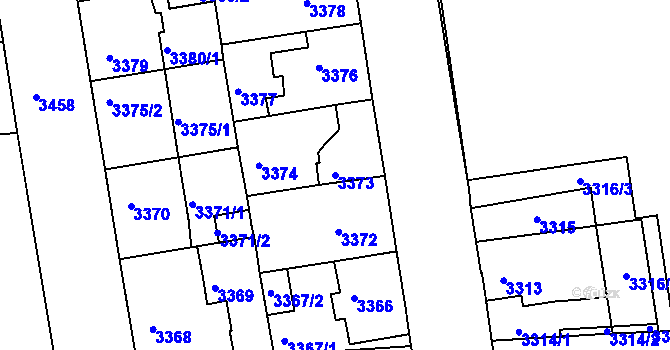 Parcela st. 3373 v KÚ Žižkov, Katastrální mapa