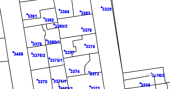 Parcela st. 3376 v KÚ Žižkov, Katastrální mapa