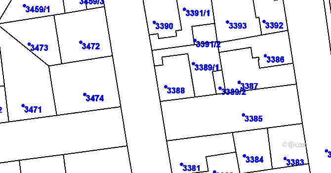 Parcela st. 3388 v KÚ Žižkov, Katastrální mapa
