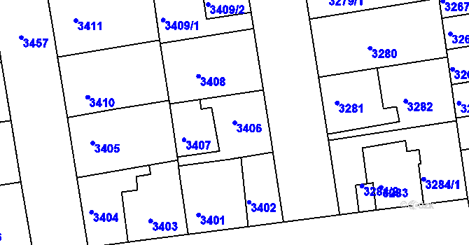 Parcela st. 3406 v KÚ Žižkov, Katastrální mapa