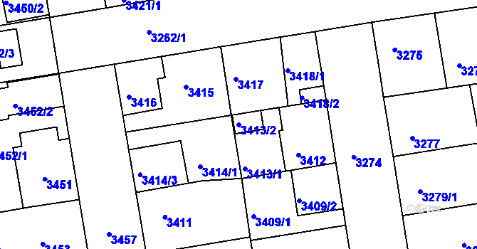 Parcela st. 3413/2 v KÚ Žižkov, Katastrální mapa