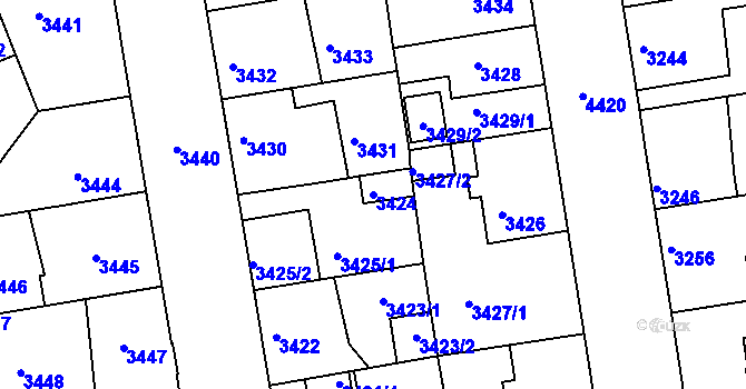 Parcela st. 3424 v KÚ Žižkov, Katastrální mapa