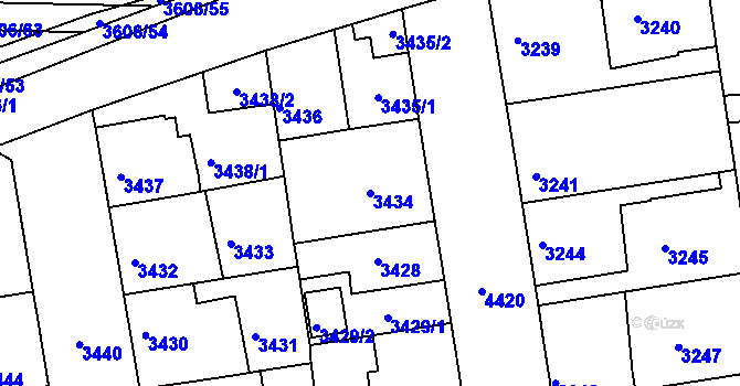 Parcela st. 3434 v KÚ Žižkov, Katastrální mapa