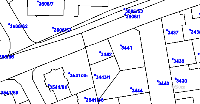 Parcela st. 3442 v KÚ Žižkov, Katastrální mapa