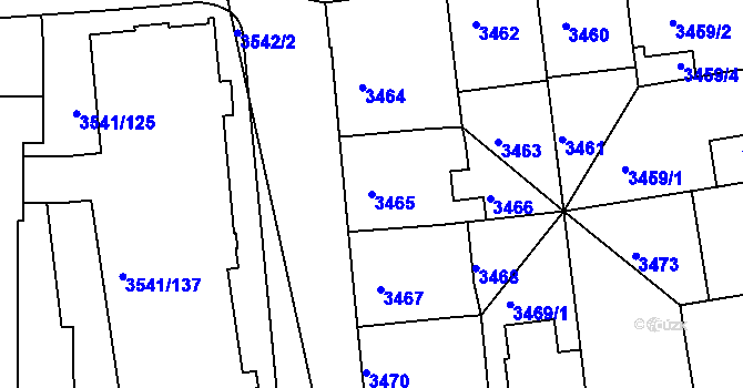 Parcela st. 3465 v KÚ Žižkov, Katastrální mapa