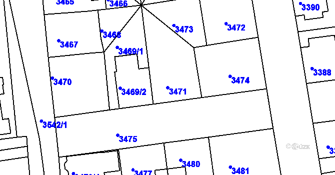 Parcela st. 3471 v KÚ Žižkov, Katastrální mapa