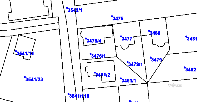 Parcela st. 3476/3 v KÚ Žižkov, Katastrální mapa
