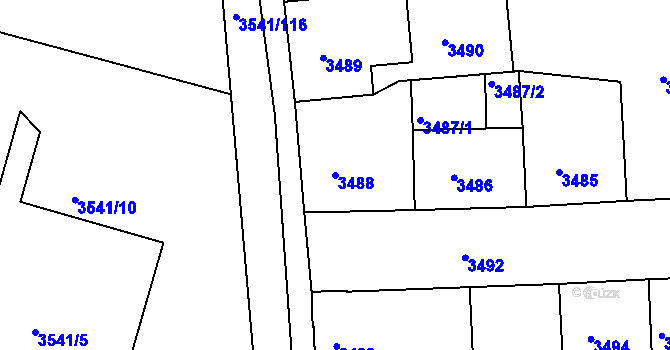 Parcela st. 3488 v KÚ Žižkov, Katastrální mapa
