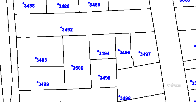 Parcela st. 3494 v KÚ Žižkov, Katastrální mapa
