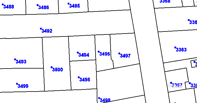 Parcela st. 3496 v KÚ Žižkov, Katastrální mapa