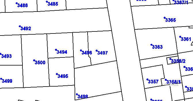 Parcela st. 3497 v KÚ Žižkov, Katastrální mapa