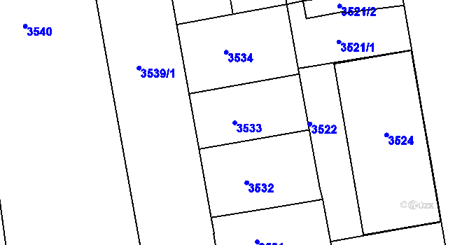 Parcela st. 3533 v KÚ Žižkov, Katastrální mapa