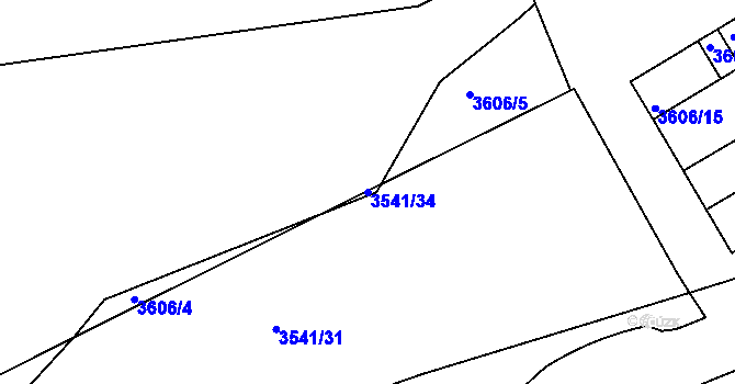 Parcela st. 3541/34 v KÚ Žižkov, Katastrální mapa