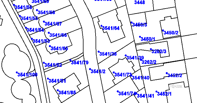 Parcela st. 3541/38 v KÚ Žižkov, Katastrální mapa