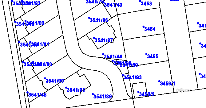 Parcela st. 3541/44 v KÚ Žižkov, Katastrální mapa