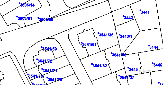 Parcela st. 3541/61 v KÚ Žižkov, Katastrální mapa