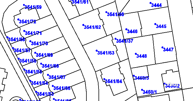 Parcela st. 3541/63 v KÚ Žižkov, Katastrální mapa