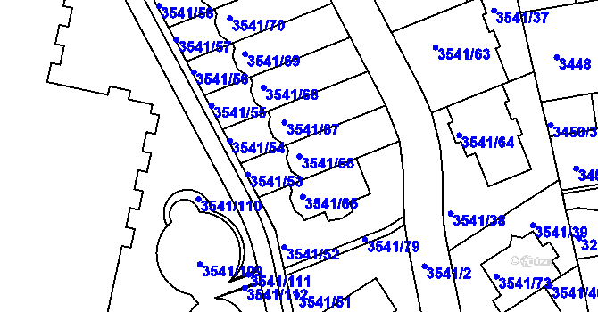 Parcela st. 3541/66 v KÚ Žižkov, Katastrální mapa
