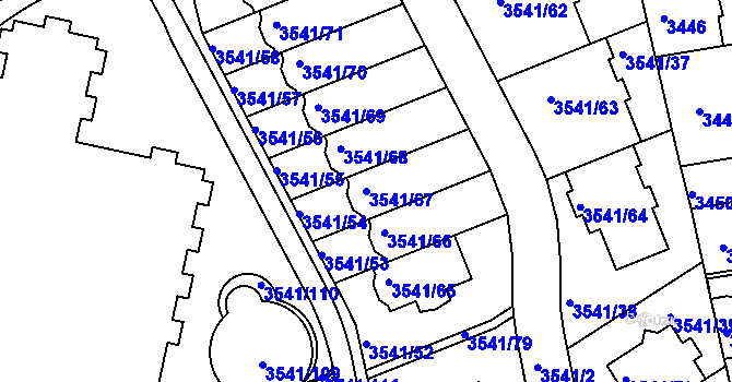 Parcela st. 3541/67 v KÚ Žižkov, Katastrální mapa