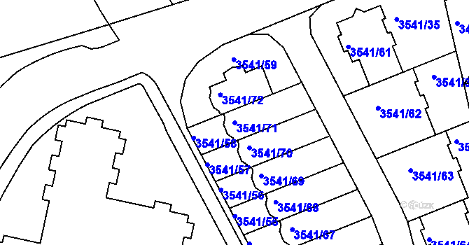 Parcela st. 3541/71 v KÚ Žižkov, Katastrální mapa