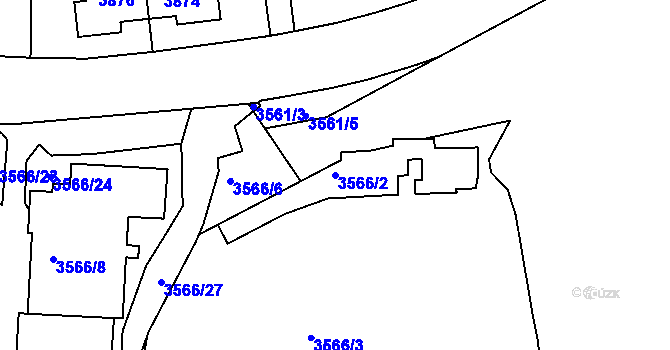 Parcela st. 3566/2 v KÚ Žižkov, Katastrální mapa