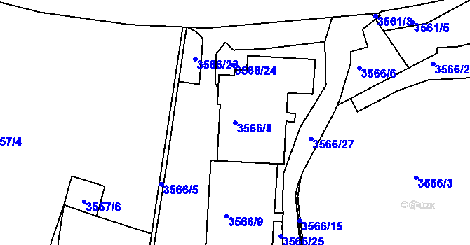 Parcela st. 3566/8 v KÚ Žižkov, Katastrální mapa