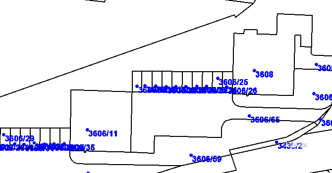 Parcela st. 3606/20 v KÚ Žižkov, Katastrální mapa