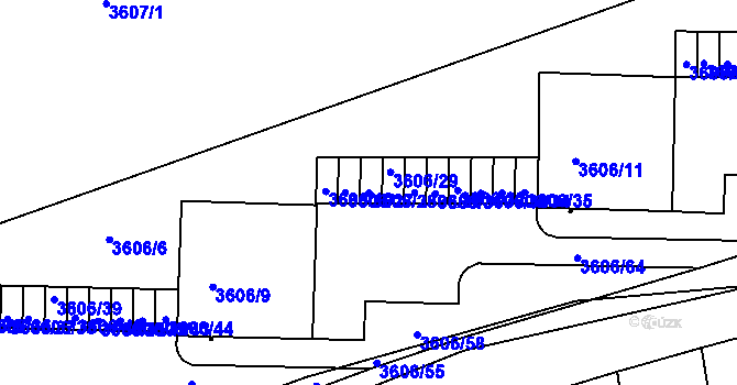 Parcela st. 3606/28 v KÚ Žižkov, Katastrální mapa