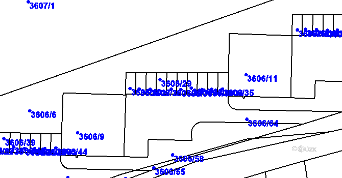 Parcela st. 3606/30 v KÚ Žižkov, Katastrální mapa