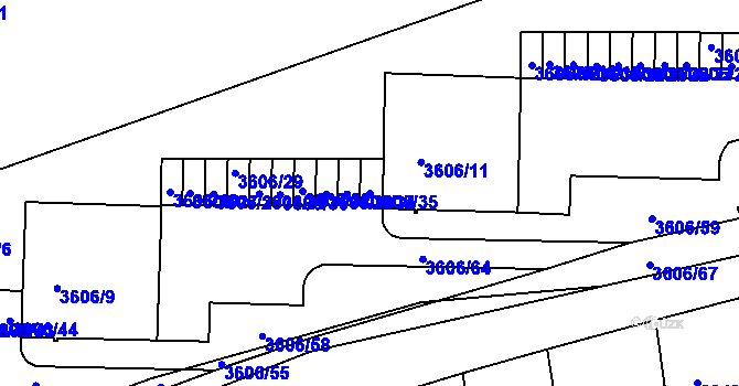 Parcela st. 3606/35 v KÚ Žižkov, Katastrální mapa