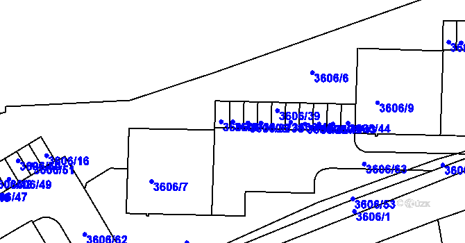 Parcela st. 3606/36 v KÚ Žižkov, Katastrální mapa
