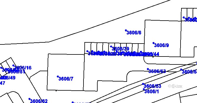 Parcela st. 3606/37 v KÚ Žižkov, Katastrální mapa