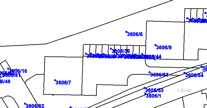 Parcela st. 3606/38 v KÚ Žižkov, Katastrální mapa