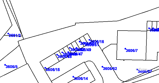 Parcela st. 3606/50 v KÚ Žižkov, Katastrální mapa