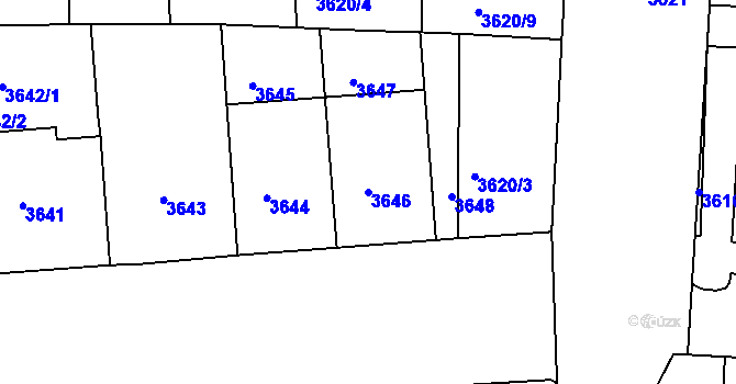 Parcela st. 3646 v KÚ Žižkov, Katastrální mapa