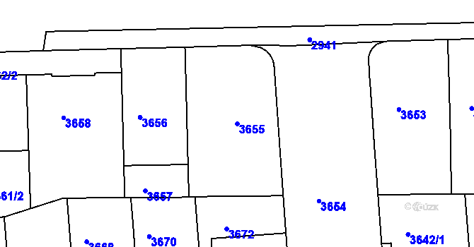 Parcela st. 3655 v KÚ Žižkov, Katastrální mapa