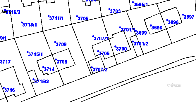 Parcela st. 3706 v KÚ Žižkov, Katastrální mapa