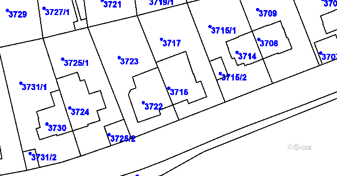 Parcela st. 3716 v KÚ Žižkov, Katastrální mapa