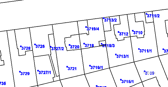 Parcela st. 3718 v KÚ Žižkov, Katastrální mapa
