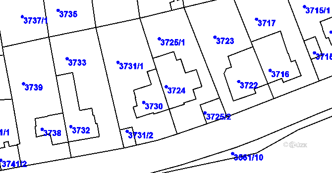 Parcela st. 3724 v KÚ Žižkov, Katastrální mapa