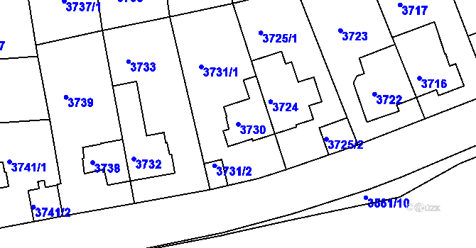 Parcela st. 3730 v KÚ Žižkov, Katastrální mapa